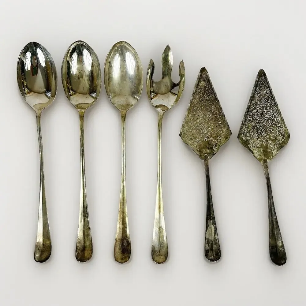 International Silver Lot 6 Silverplate Serving Utensils Cake Pie Spoon Fork